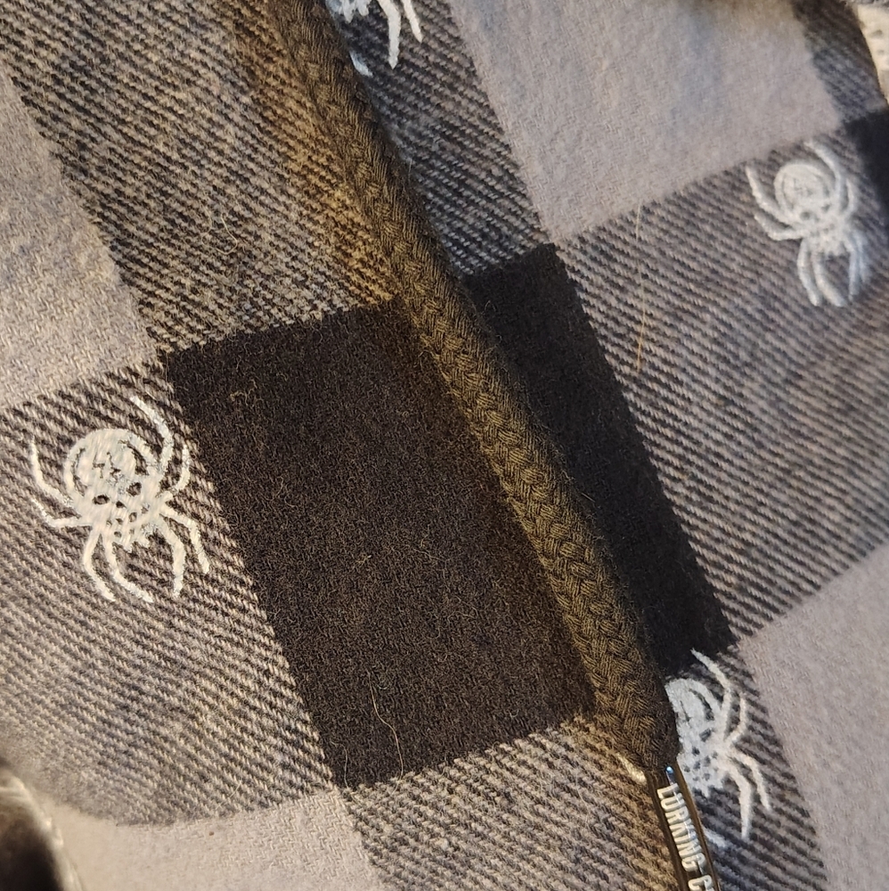 Lurking Class Black and Gray Checkered Cropped Hoodie With Skull Spiders Size M - Picture 6 of 10